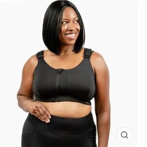 Kinflyte Rise Plus Zip Bra Eco Jersey 6XL Black Support Comfort Posture Adjust